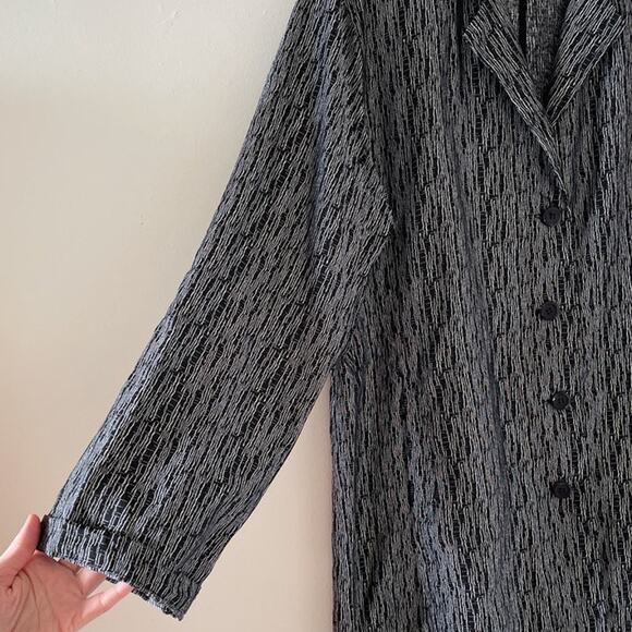 Vtg 90s SUN KIM Black White Patterned Jacquard Button Up Blazer Jacket Sz XL USA - Picture 7 of 14